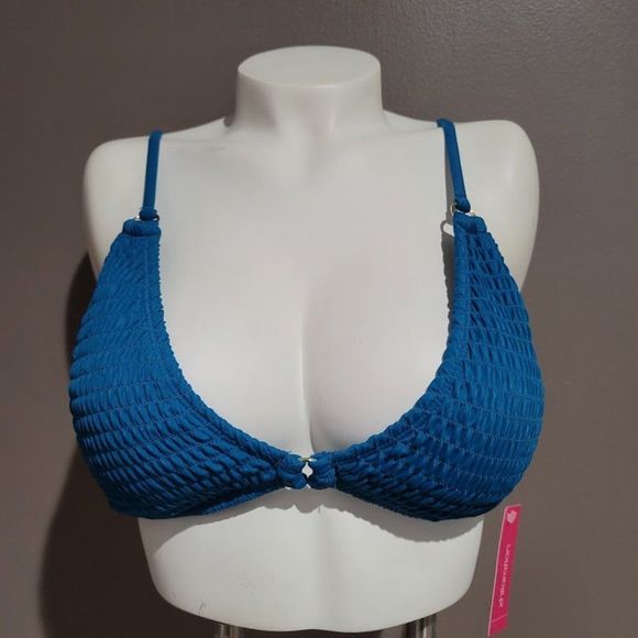 Xhilaration Smocked Triangle Ring Bikini Top XL - Picture 3 of 8